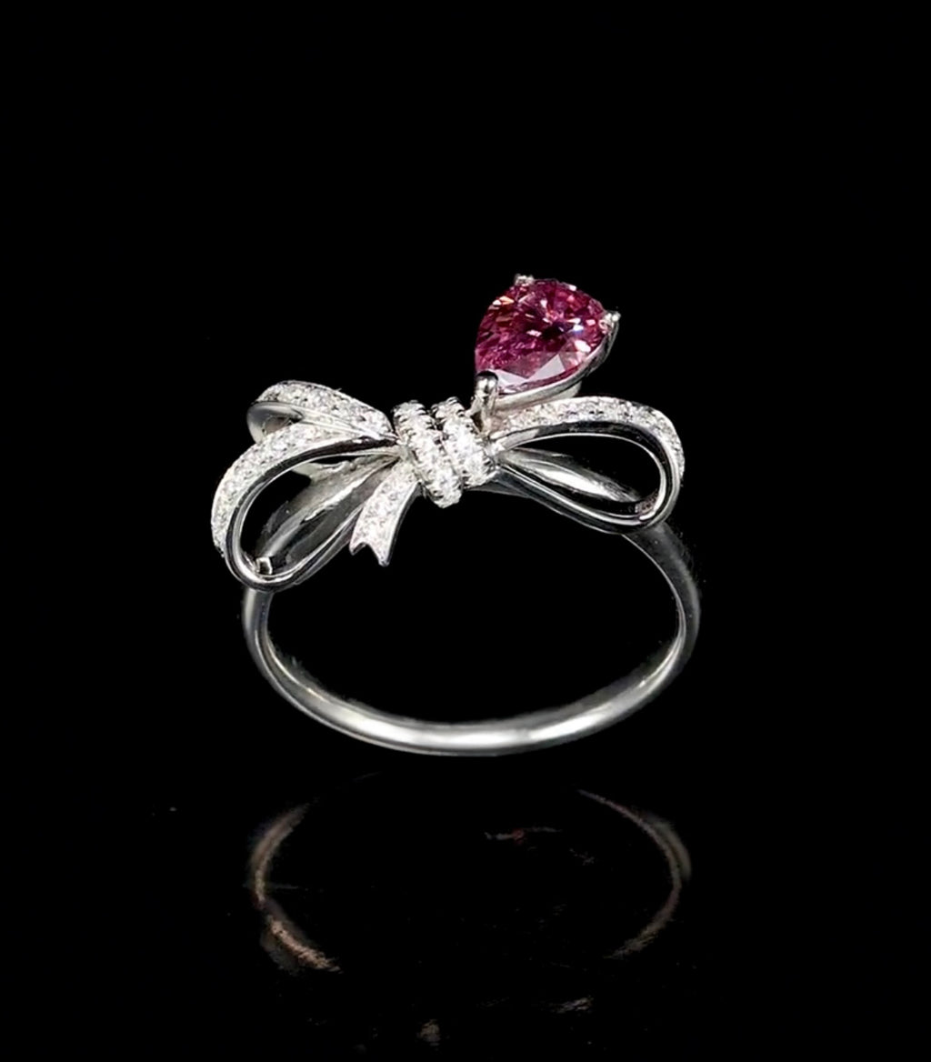 Pink Diamond Bow Engagement Ring