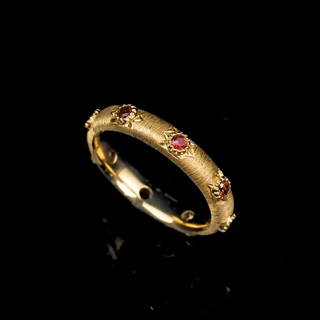 Ruby 18K Gold Brushed Wedding Ring