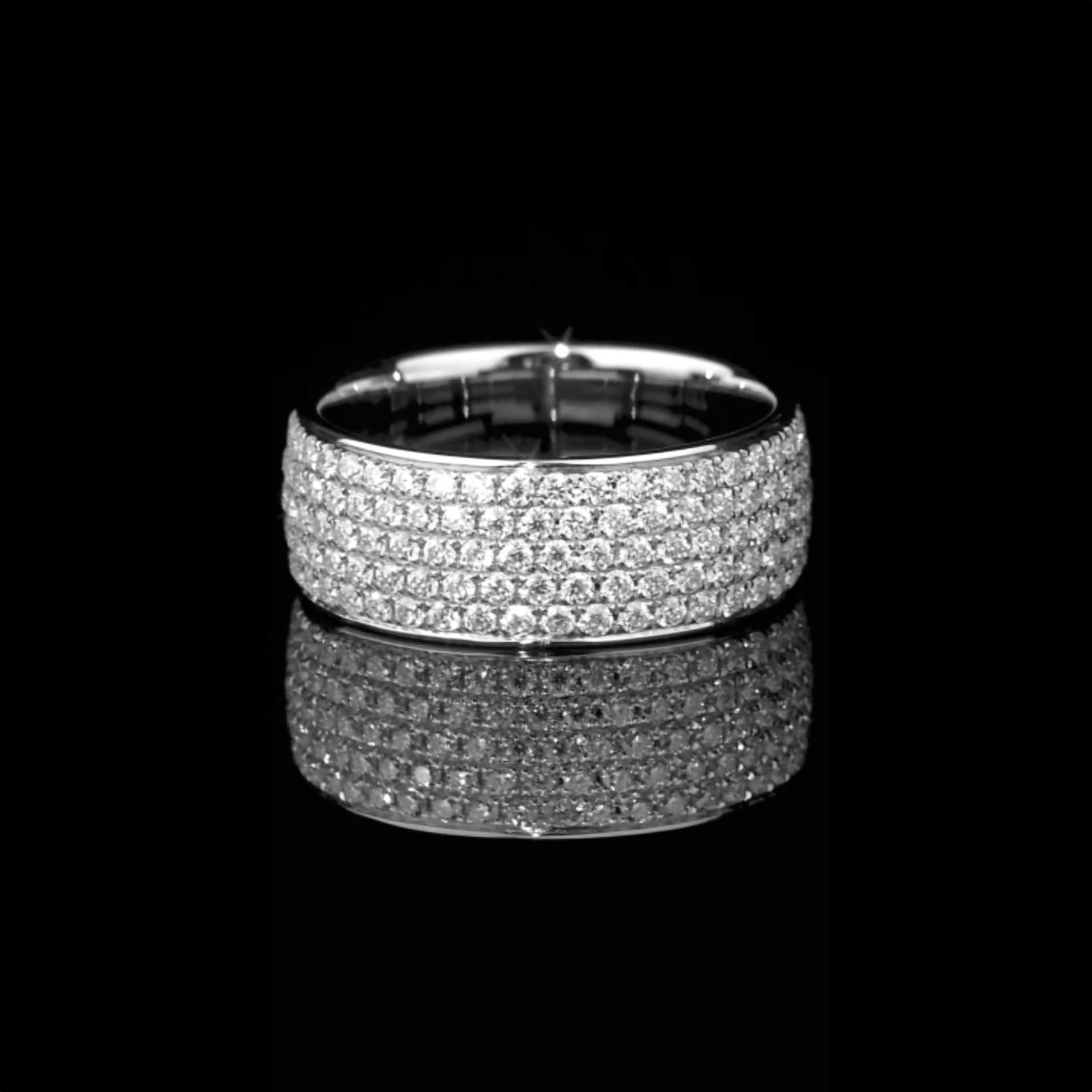 Five Row Diamond Pave Men's Ring