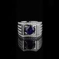 1CT Royal Blue Sapphire Pavé Set Men's Ring