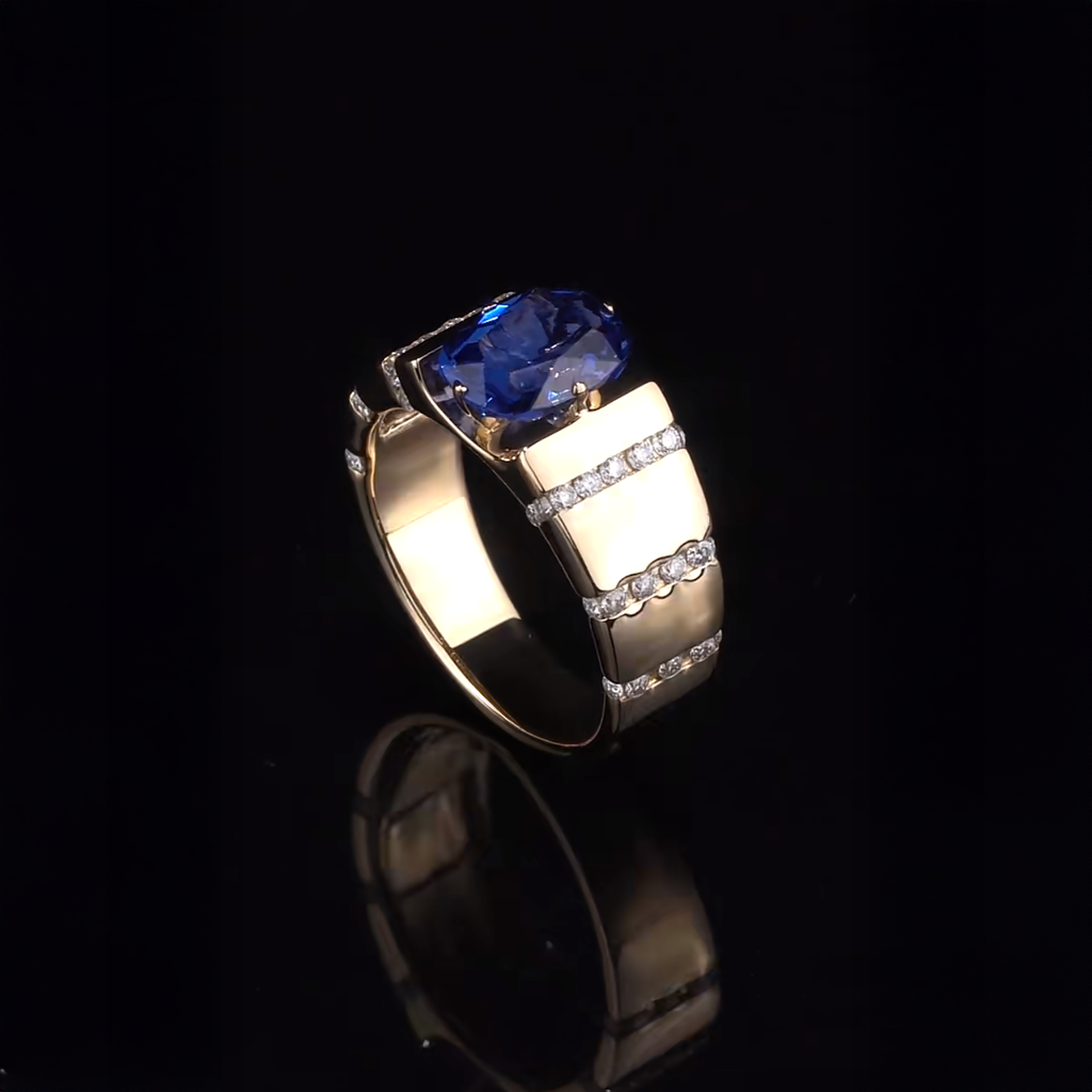 18K 2CT Sapphire Men's Ring