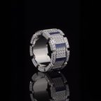 18K Gold Natural Sapphire + Diamond Rotating Men's Ring