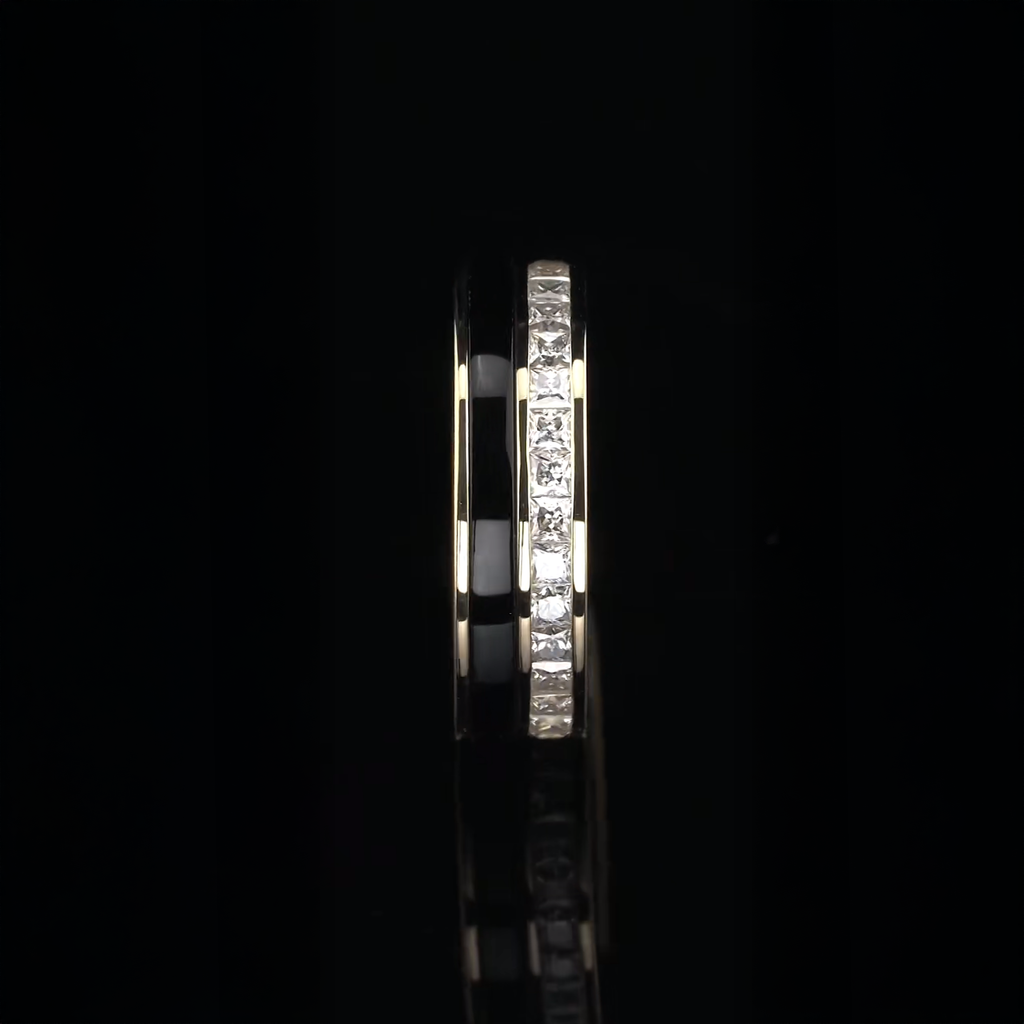 Eternal Princess Cut Diamond Black Enamel Men's Ring