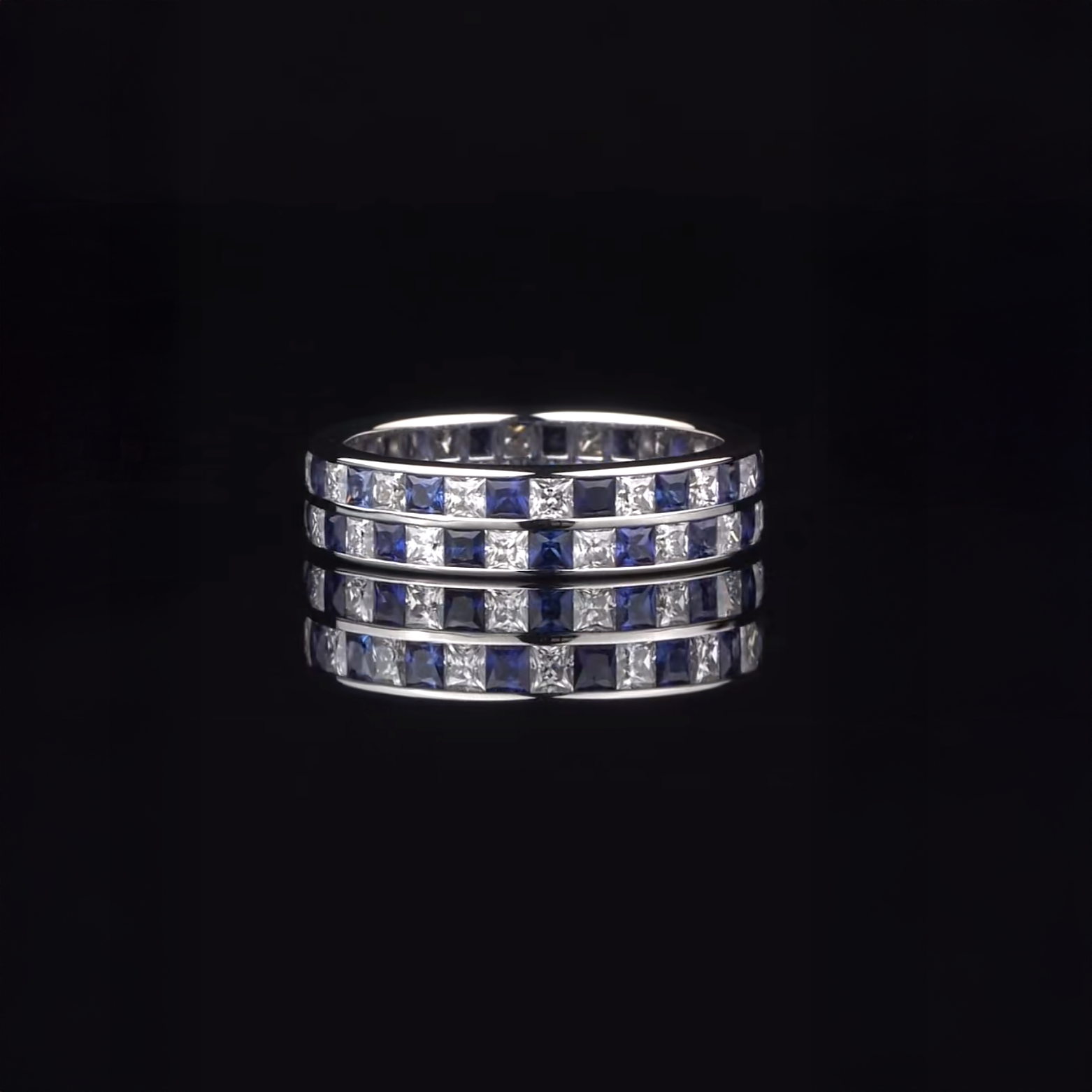 Princess Cut Sapphire and Diamond Eternity Men's Ring