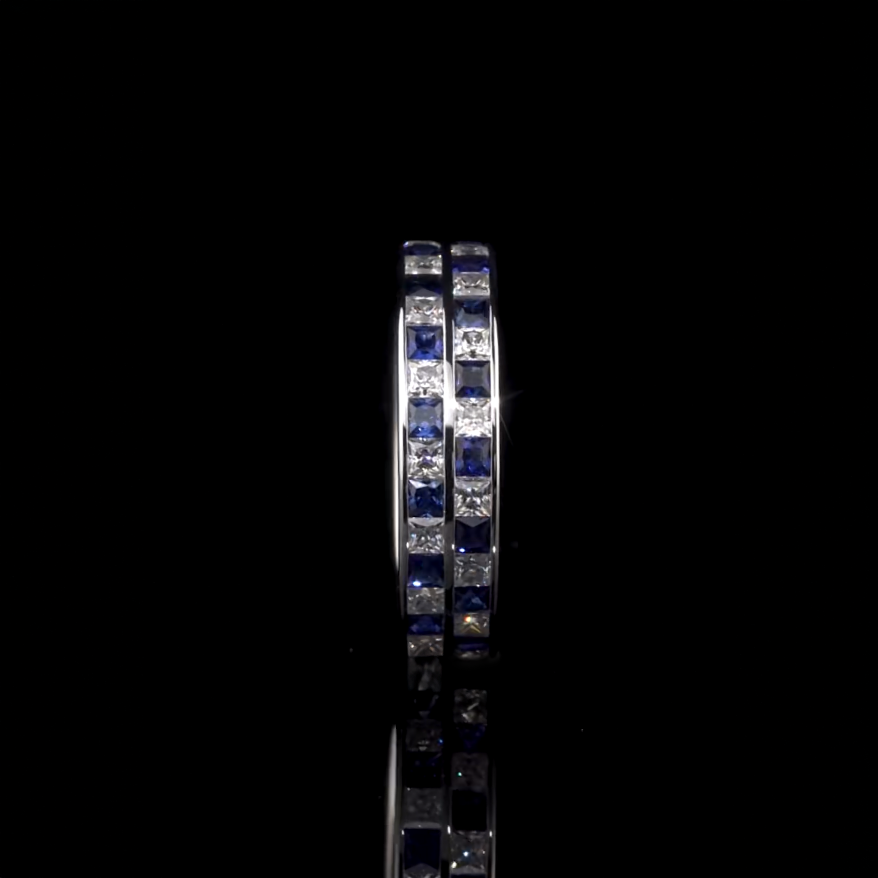 Princess Cut Sapphire and Diamond Eternity Men's Ring