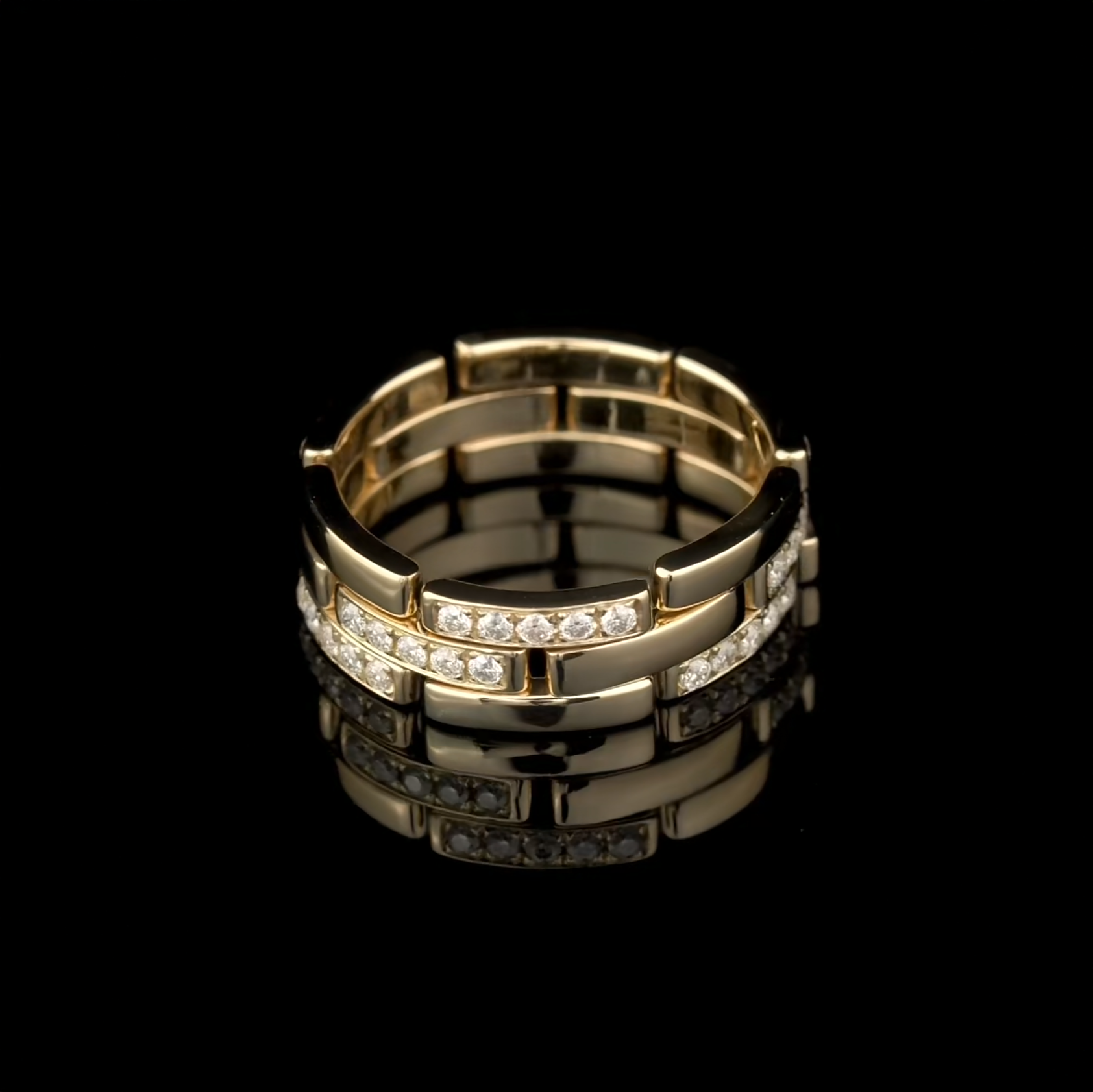 18K Gold Watch Strap Diamond Men's Ring