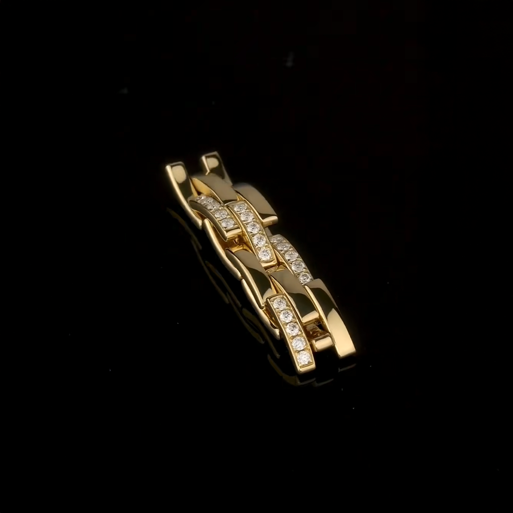 18K Gold Watch Strap Diamond Men's Ring