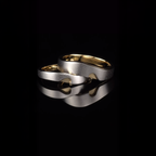 18k Two Tone Heart Wedding Band